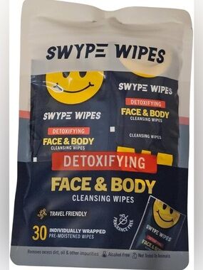 Swype Wipes Detoxifying Face & Body Cleansing Wipes, Travel Friendly, 30 Count